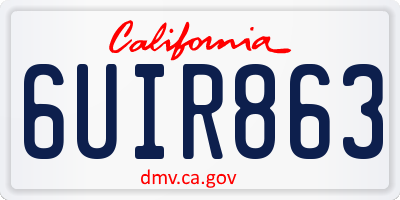 CA license plate 6UIR863
