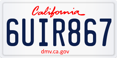 CA license plate 6UIR867