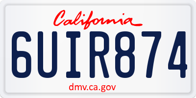CA license plate 6UIR874