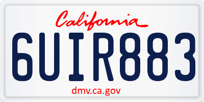 CA license plate 6UIR883