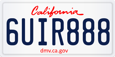 CA license plate 6UIR888