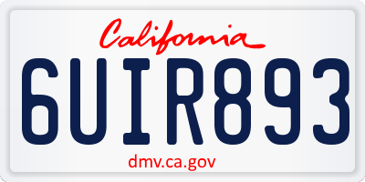 CA license plate 6UIR893
