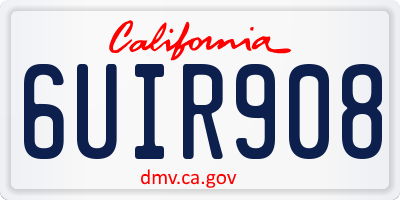 CA license plate 6UIR908