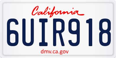 CA license plate 6UIR918