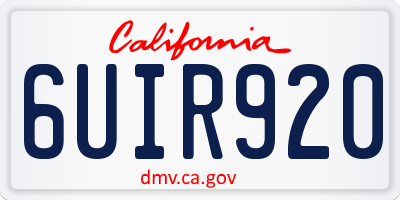 CA license plate 6UIR920