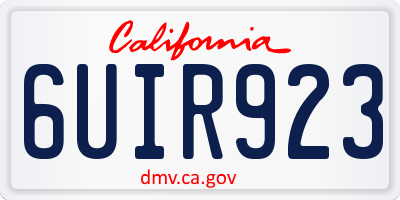 CA license plate 6UIR923