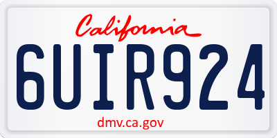 CA license plate 6UIR924