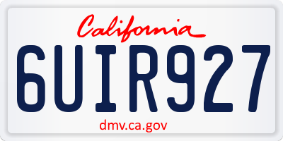CA license plate 6UIR927