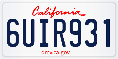 CA license plate 6UIR931