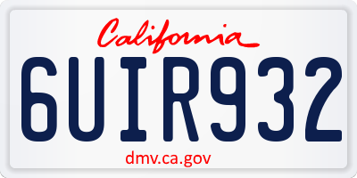 CA license plate 6UIR932