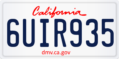 CA license plate 6UIR935