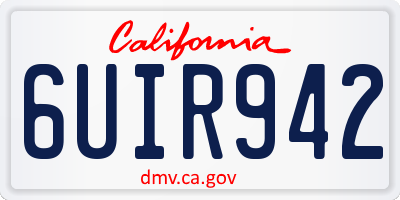 CA license plate 6UIR942