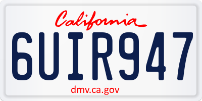 CA license plate 6UIR947