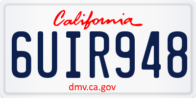 CA license plate 6UIR948