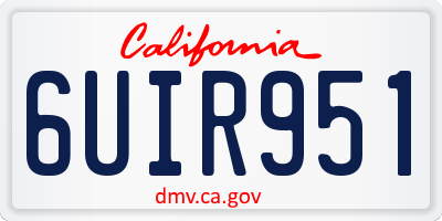 CA license plate 6UIR951