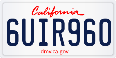 CA license plate 6UIR960