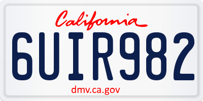 CA license plate 6UIR982