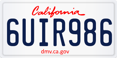 CA license plate 6UIR986