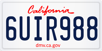 CA license plate 6UIR988