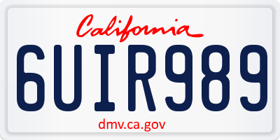 CA license plate 6UIR989