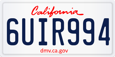CA license plate 6UIR994
