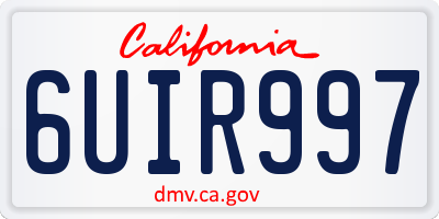 CA license plate 6UIR997