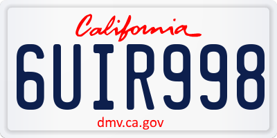 CA license plate 6UIR998