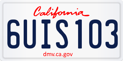 CA license plate 6UIS103