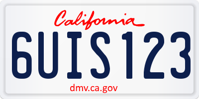CA license plate 6UIS123