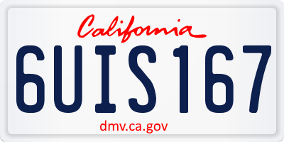 CA license plate 6UIS167