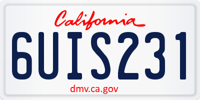 CA license plate 6UIS231