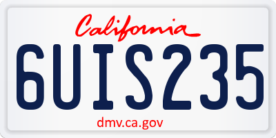 CA license plate 6UIS235