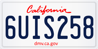 CA license plate 6UIS258