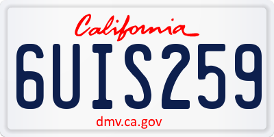 CA license plate 6UIS259