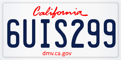 CA license plate 6UIS299