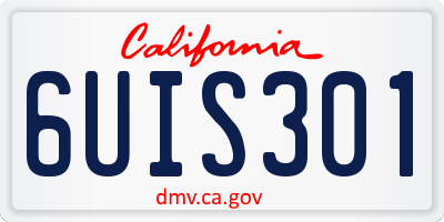CA license plate 6UIS301