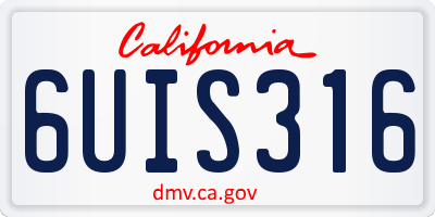 CA license plate 6UIS316