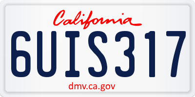 CA license plate 6UIS317