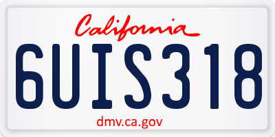 CA license plate 6UIS318
