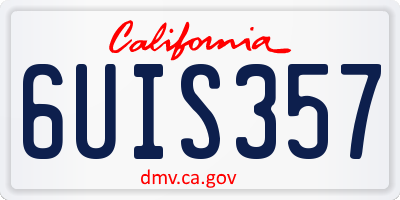 CA license plate 6UIS357