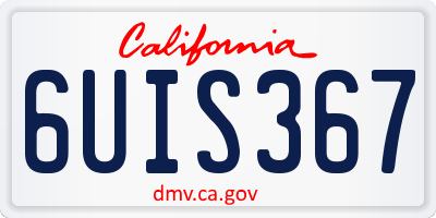 CA license plate 6UIS367