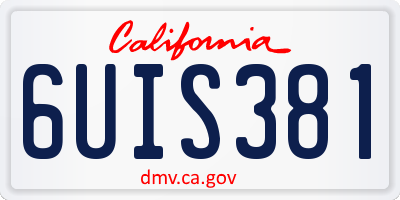 CA license plate 6UIS381