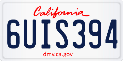 CA license plate 6UIS394