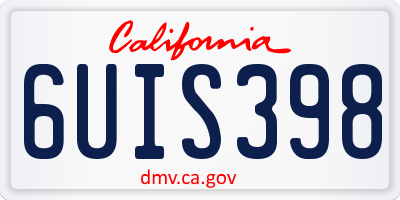 CA license plate 6UIS398