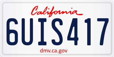 CA license plate 6UIS417