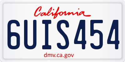CA license plate 6UIS454