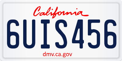 CA license plate 6UIS456