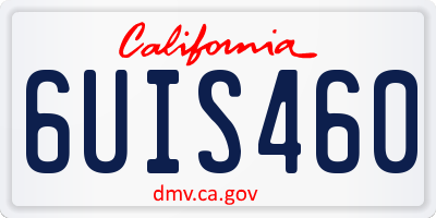 CA license plate 6UIS460
