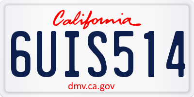 CA license plate 6UIS514