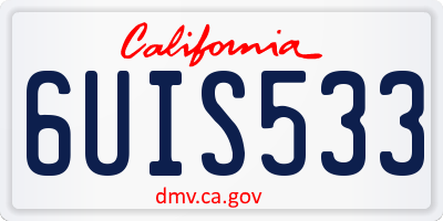 CA license plate 6UIS533
